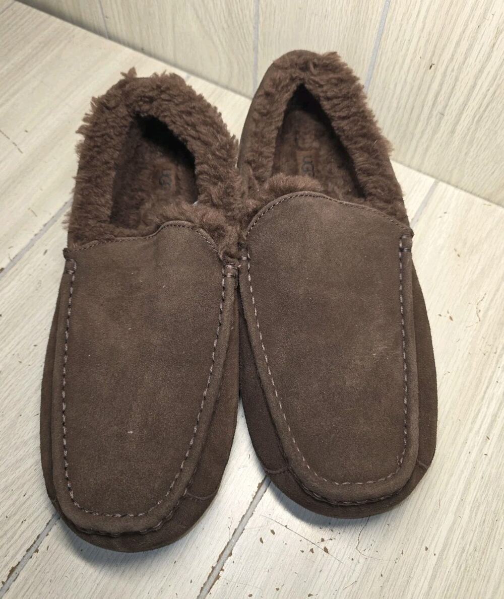 UGG ASCOT 3233 MEN Moccasins Slippers Brown WOOL Suede Sheepskin US 15 New